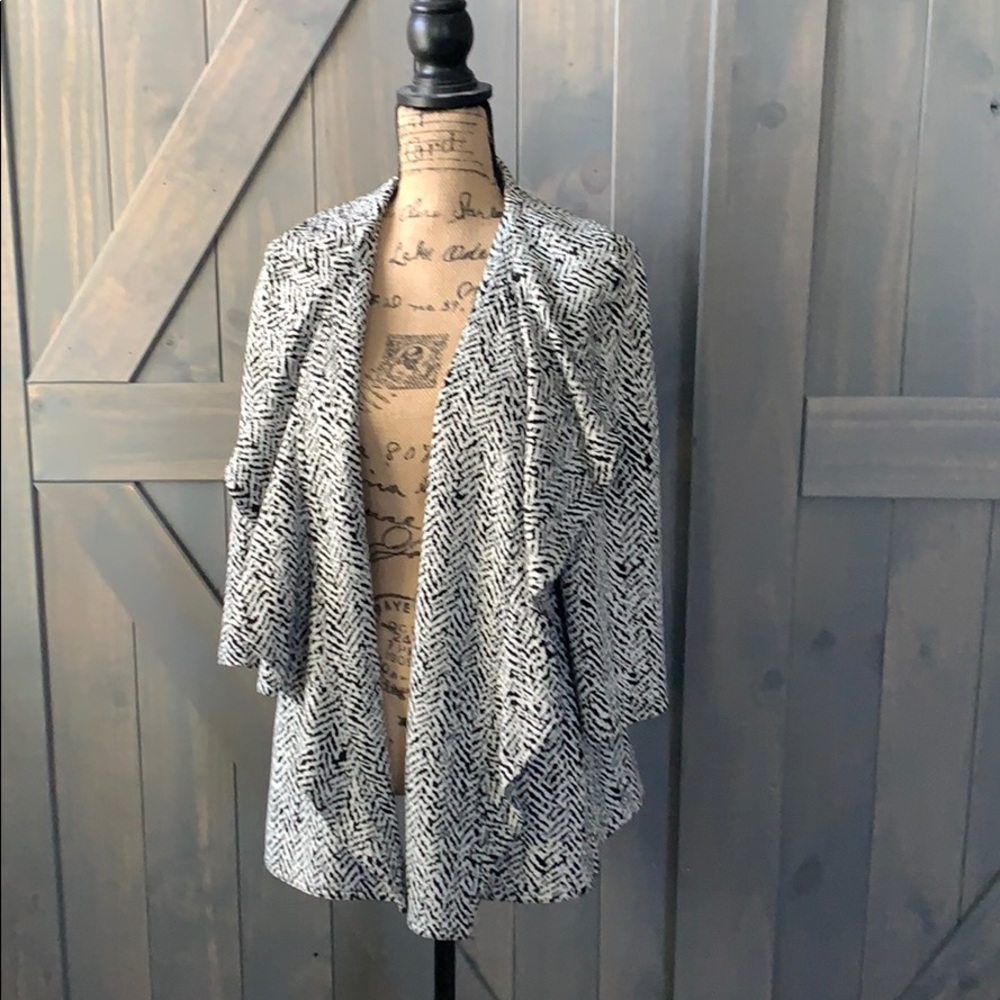 Calvin Klein Open Front Ruffle Drape Jacket